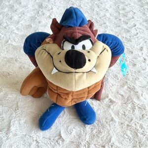 Looney Tunes Plush Stuffed Animal Taz Tasmanian Devil Baseball Catcher Y2K NWT